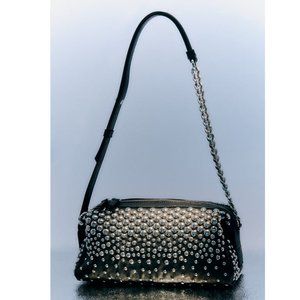 Zara Black Studded Rocker Shoulder Bag with Dust Bag - Used Once!
